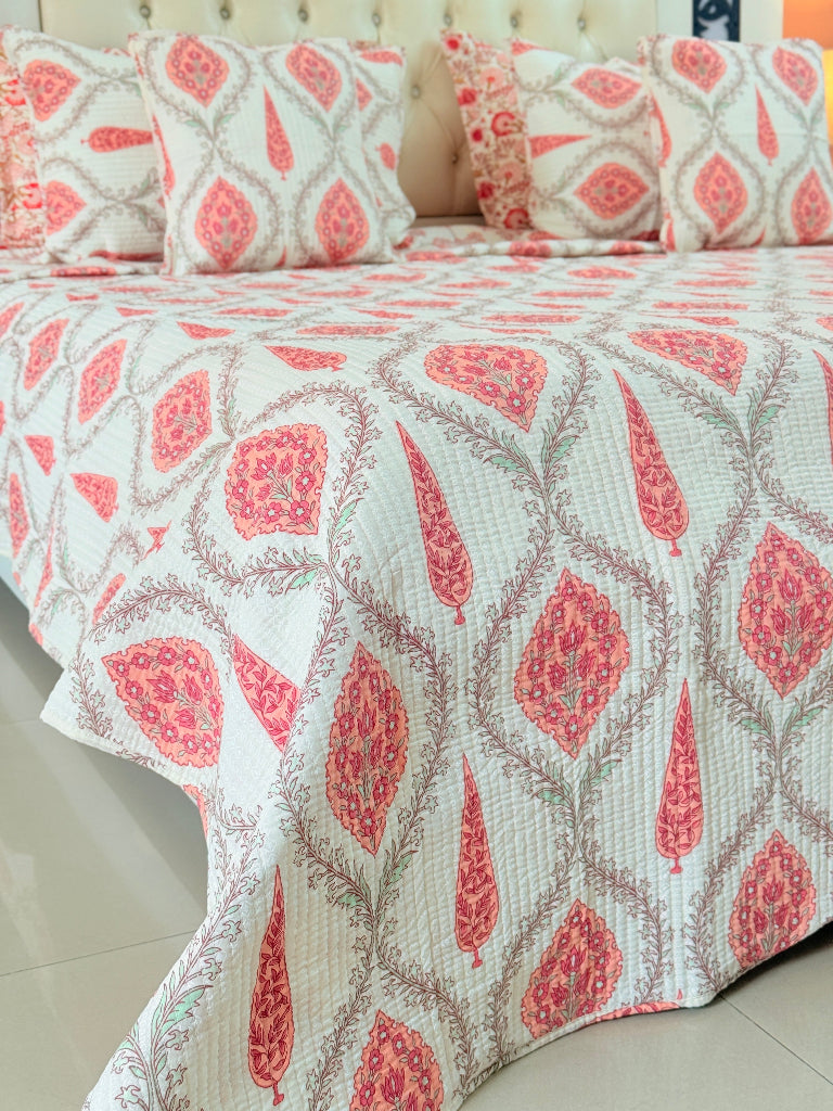 Botanik Garden Ajrakh Hand Blocked Bedcover