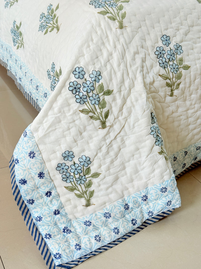 Stunning Blue Single Hand Blocked Quilt