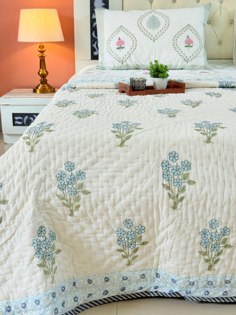 Stunning Blue Single Hand Blocked Quilt