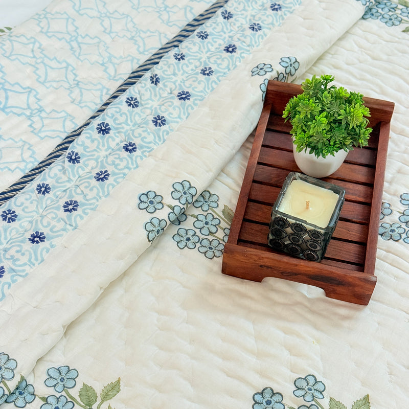 Stunning Blue Single Hand Blocked Quilt