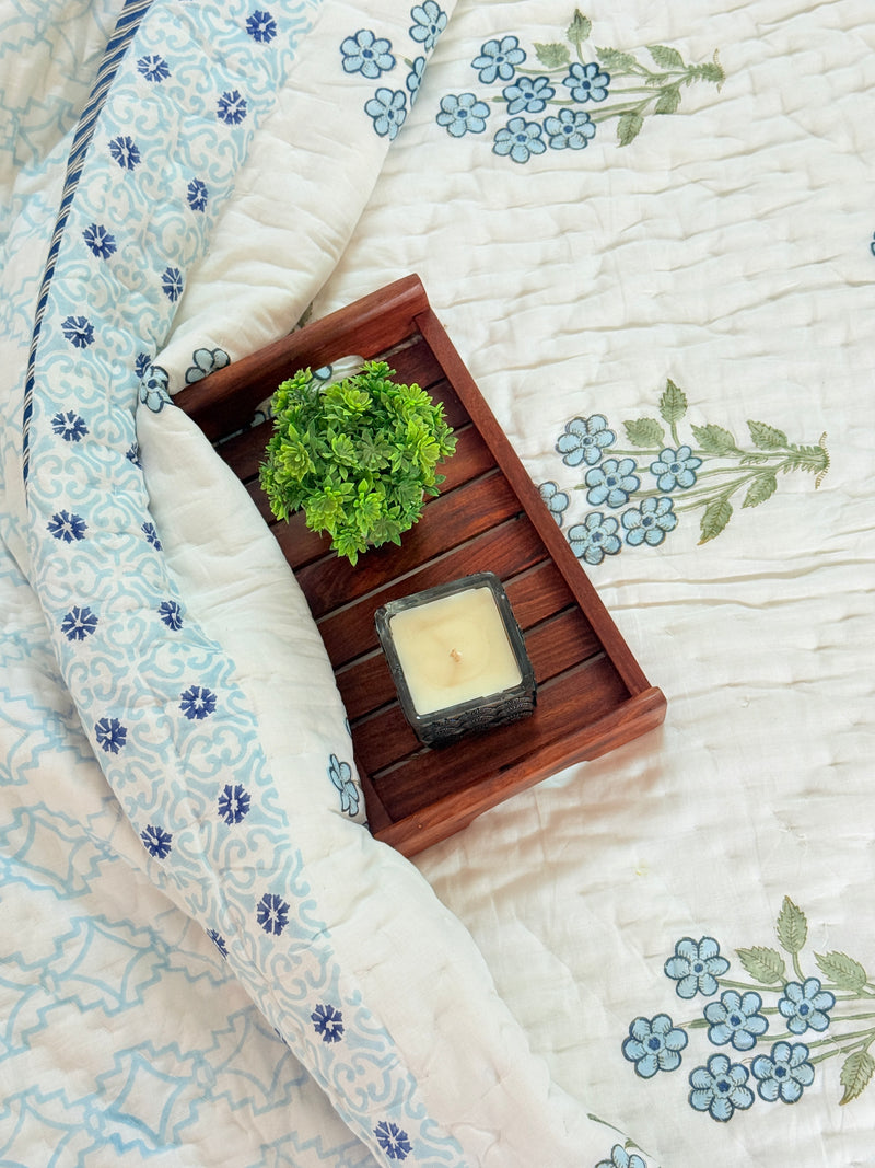 Stunning Blue Single Hand Blocked Quilt