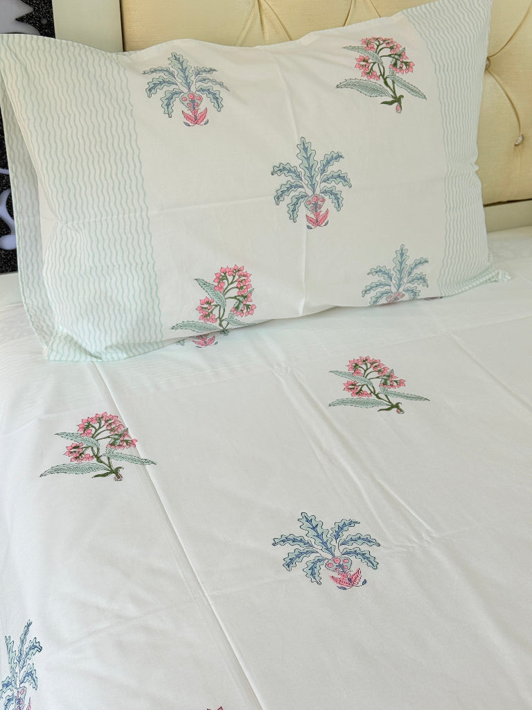 Floral Elegance Hand Blocked Sheet