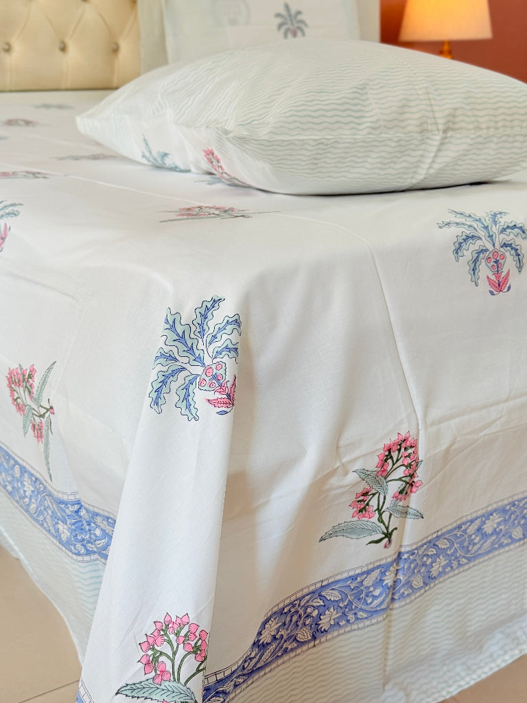 Floral Elegance Hand Blocked Sheet
