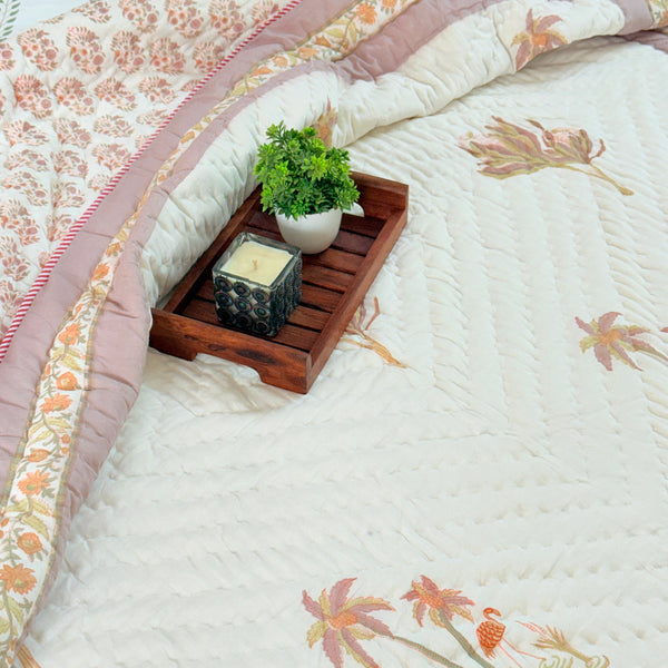 Flamingo Love Single Hand Blocked Quilt