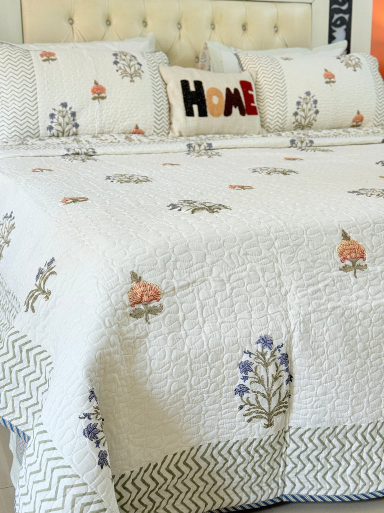 The Enchanting - Hand Blocked Quilted Bedcover