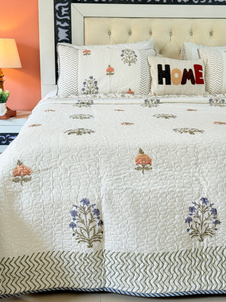 The Enchanting - Hand Blocked Quilted Bedcover