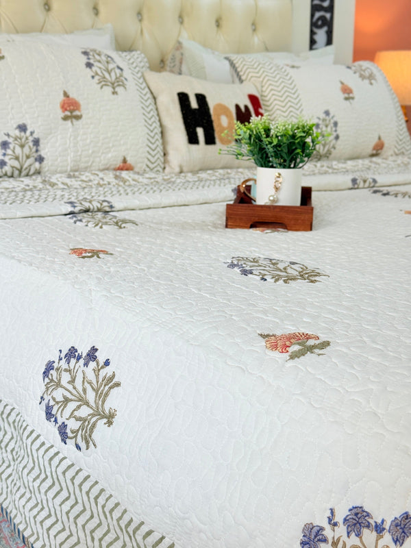 The Enchanting - Hand Blocked Quilted Bedcover