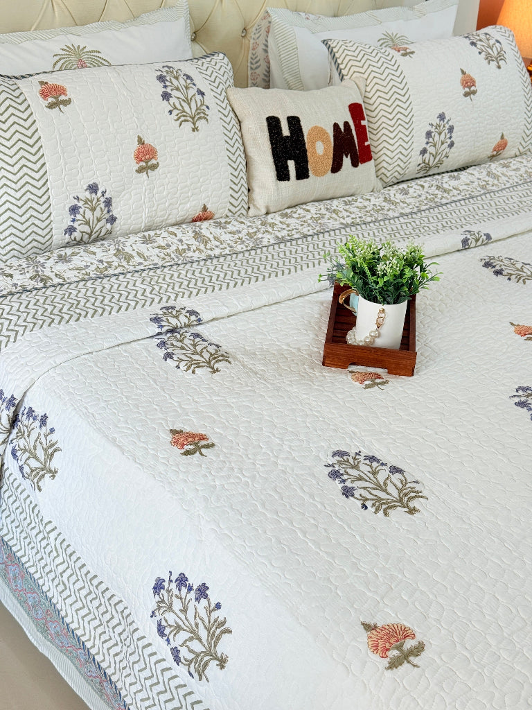The Enchanting - Hand Blocked Quilted Bedcover