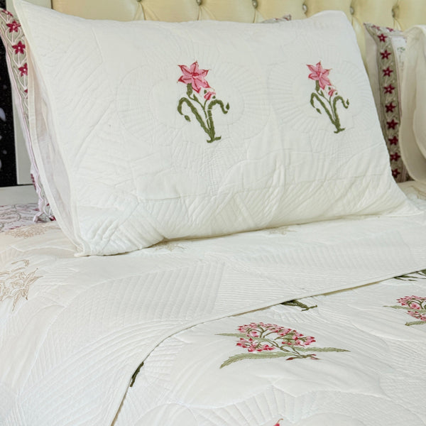 Harvest Bloom Hand Blocked Quilted Bedcover