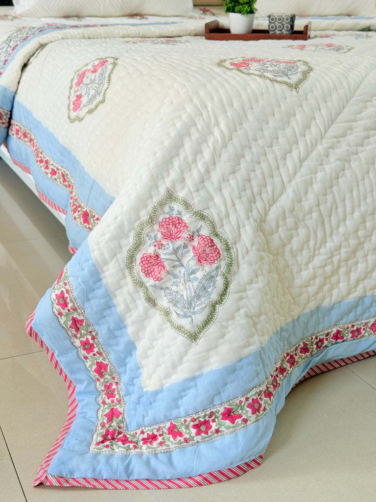 The Botanist's Kantha Single Hand Blocked Quilt