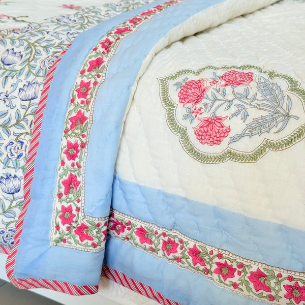 The Botanist's Kantha Single Hand Blocked Quilt