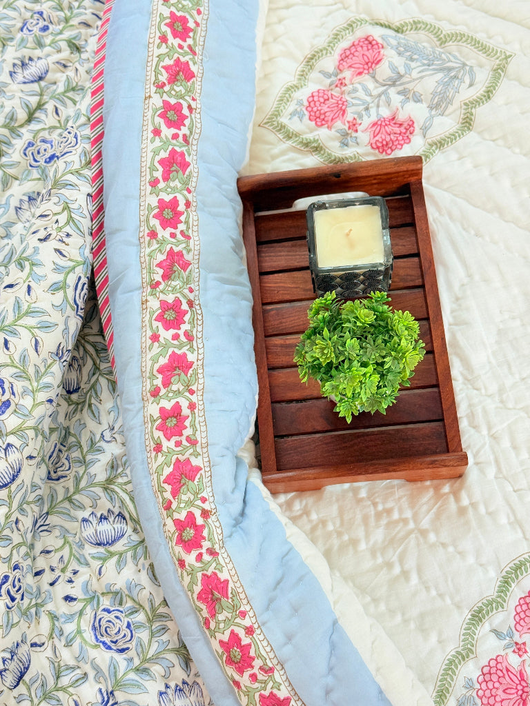 The Botanist's Kantha Single Hand Blocked Quilt