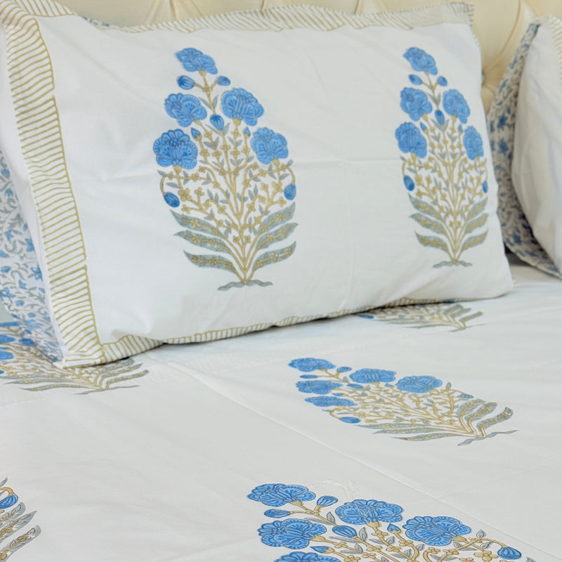 Flower Blues Hand Blocked Sheet