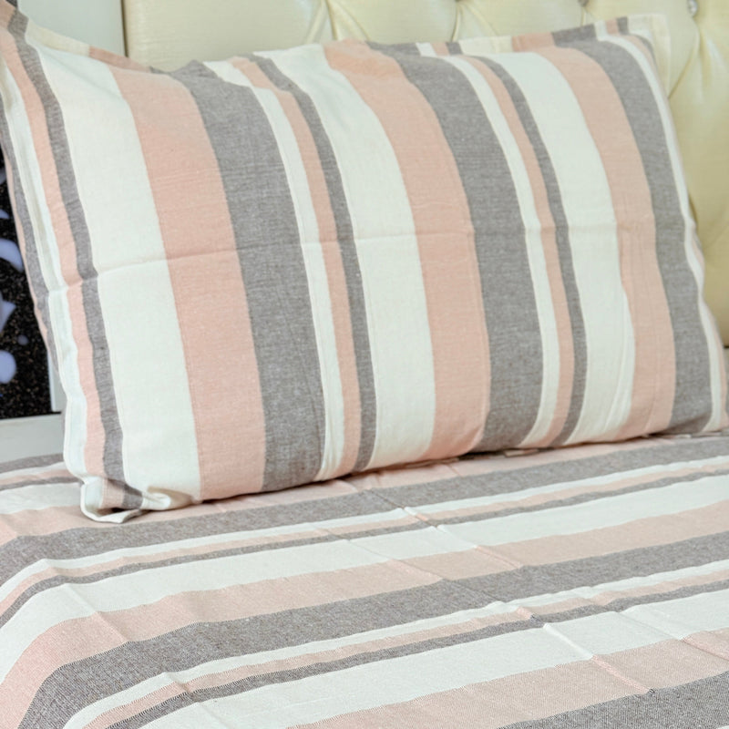 Peach Stripes South Cotton Bedsheet