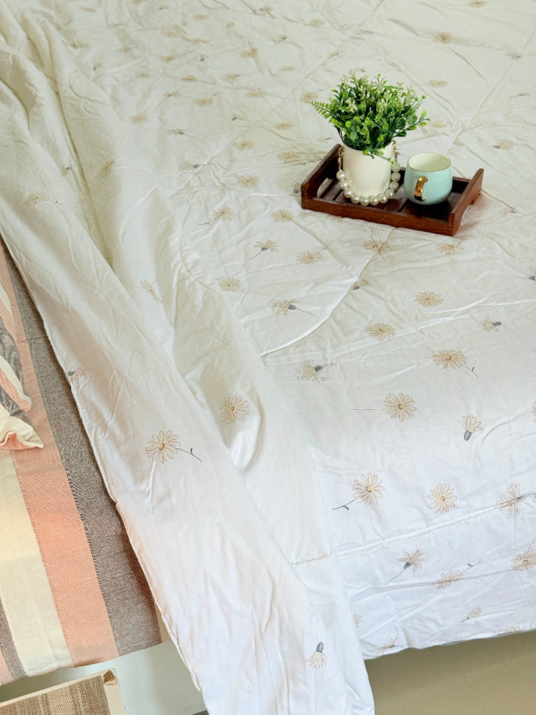 Coconut Fiber Floral Print Double Comforter