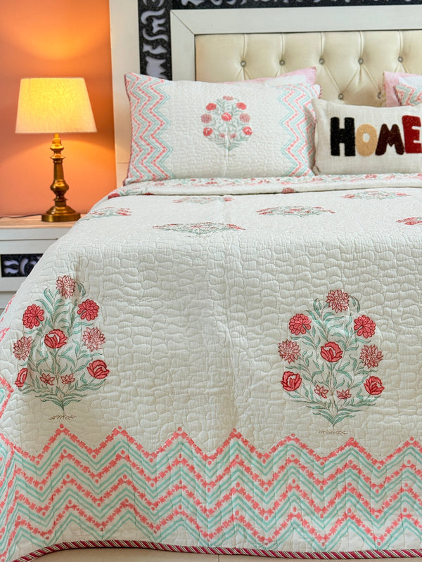 Serenity Hand Blocked Quilted Bedcover