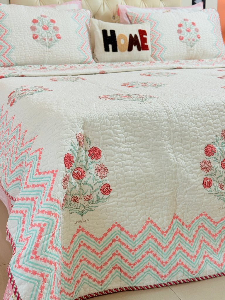 Serenity Hand Blocked Quilted Bedcover