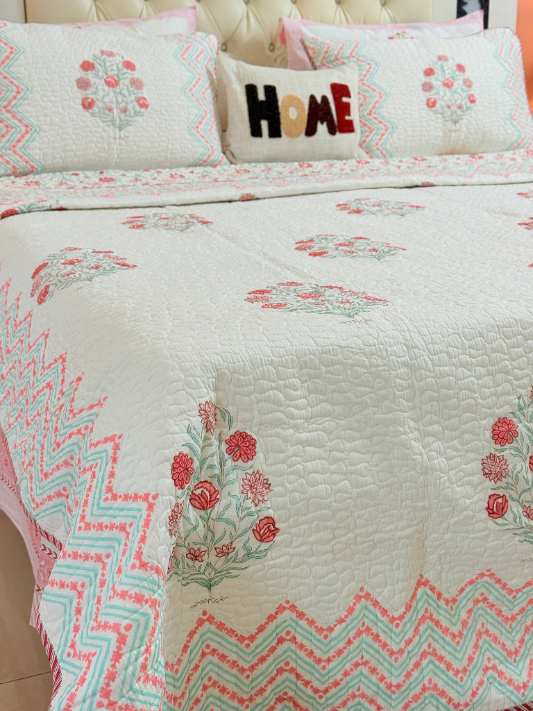 Serenity Hand Blocked Quilted Bedcover