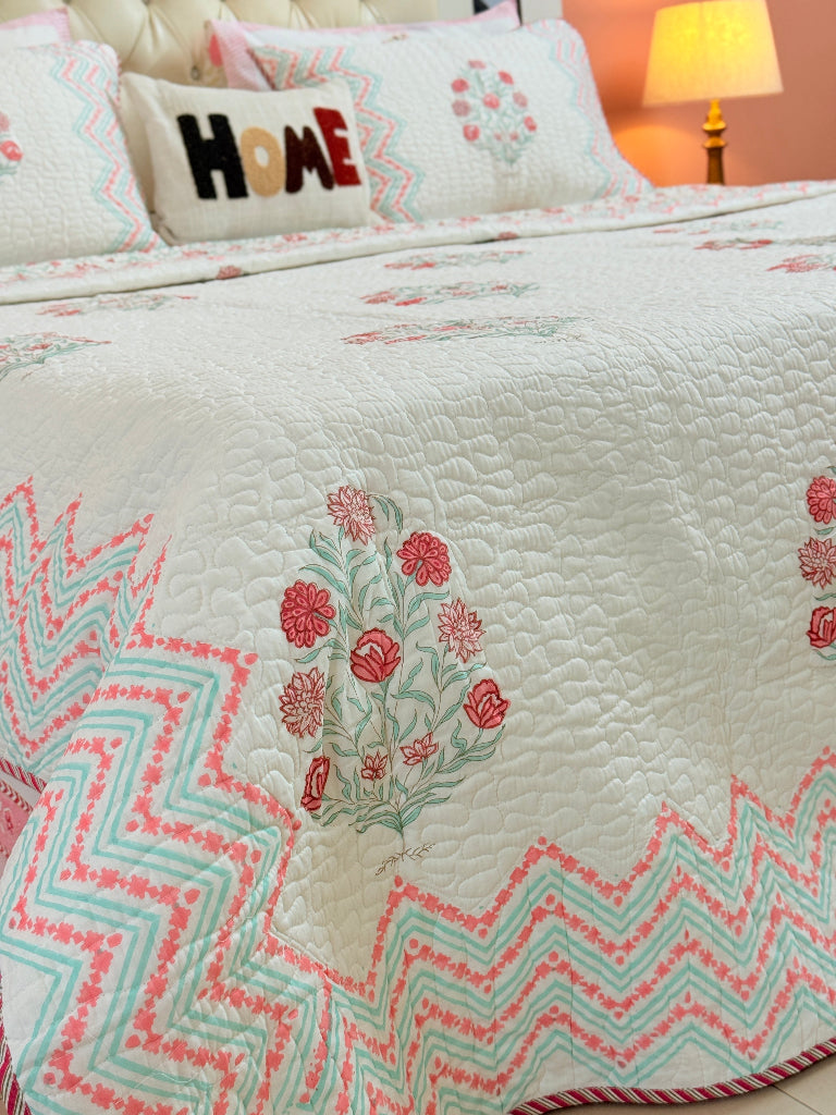Serenity Hand Blocked Quilted Bedcover