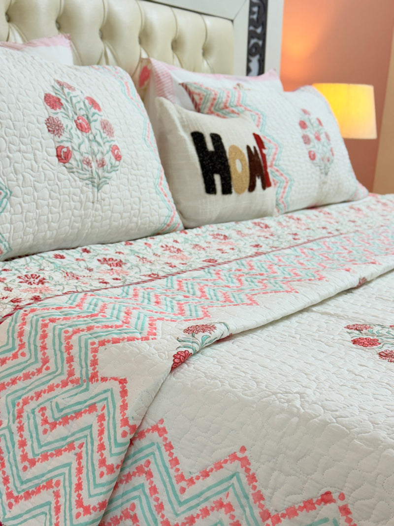 Serenity Hand Blocked Quilted Bedcover