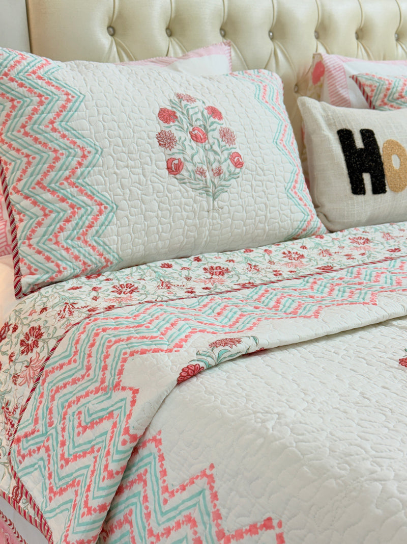 Serenity Hand Blocked Quilted Bedcover
