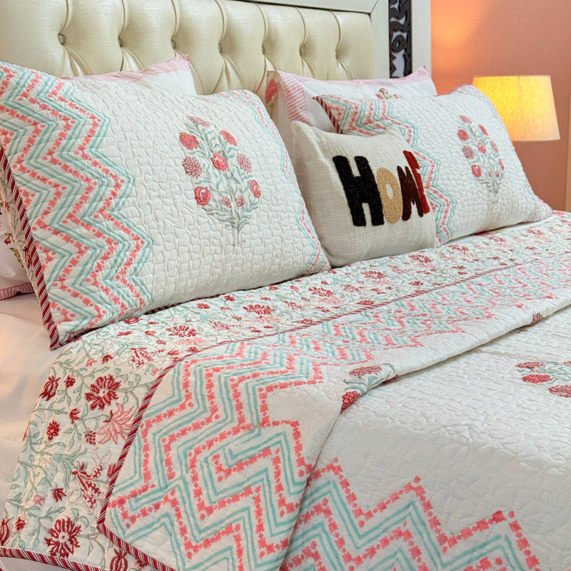 Serenity Hand Blocked Quilted Bedcover
