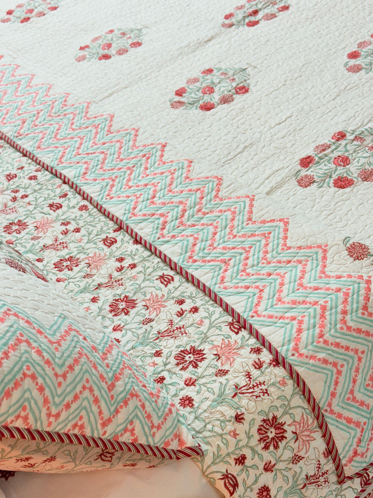 Serenity Hand Blocked Quilted Bedcover