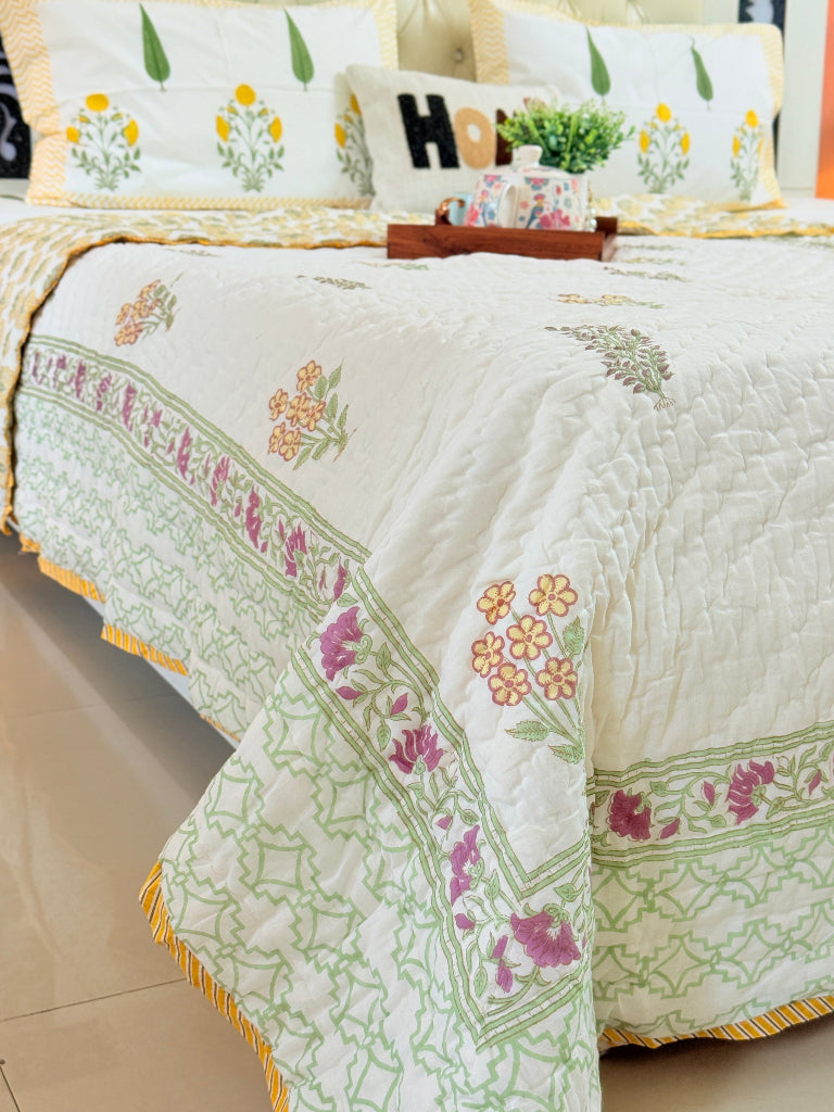 The Loomed Garden Single Hand Blocked Quilt