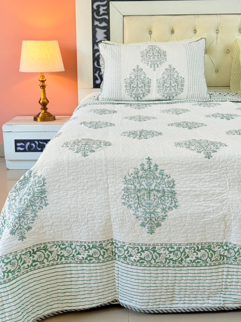 The Block Edit - Hand Blocked Quilted Bedcover