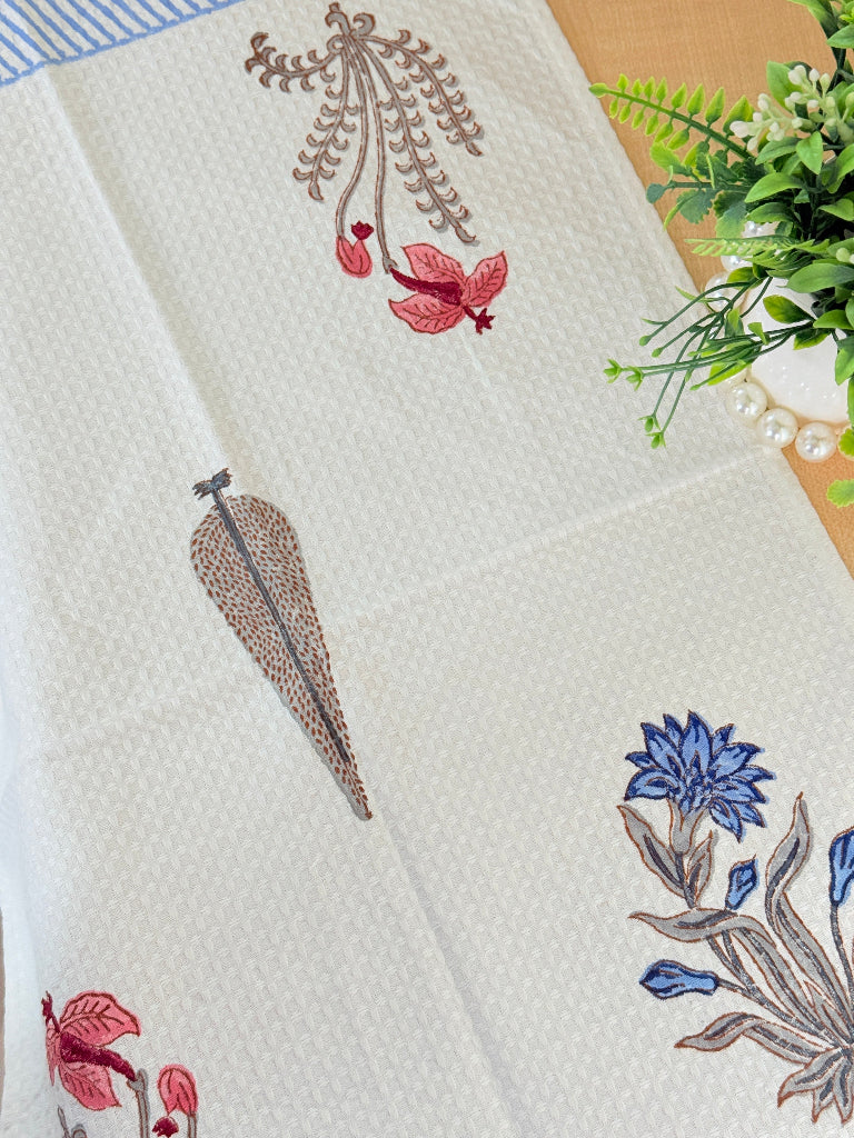 Cypress and Floral Motif - Hand Blocked Hand Towel