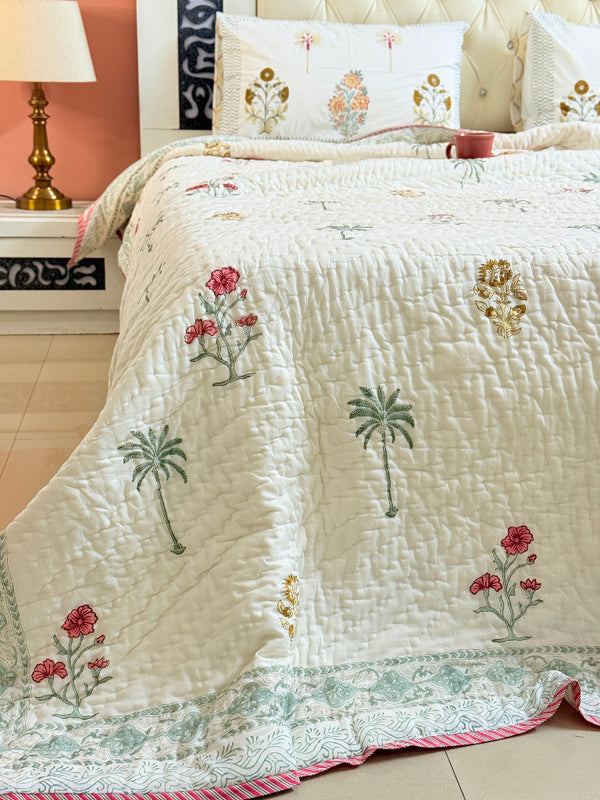 Bagh- e- Bahaar Double Hand-blocked Quilt