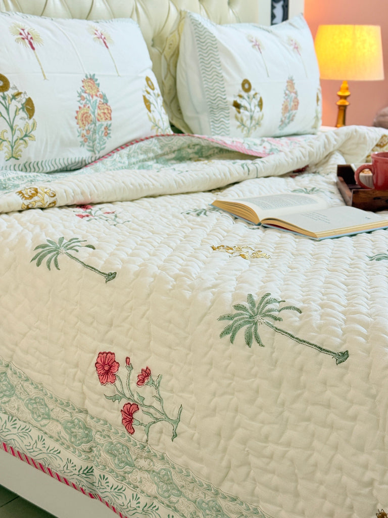 Bagh- e- Bahaar Double Hand-blocked Quilt