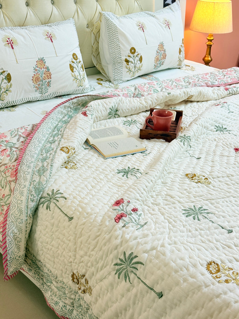Bagh- e- Bahaar Double Hand-blocked Quilt