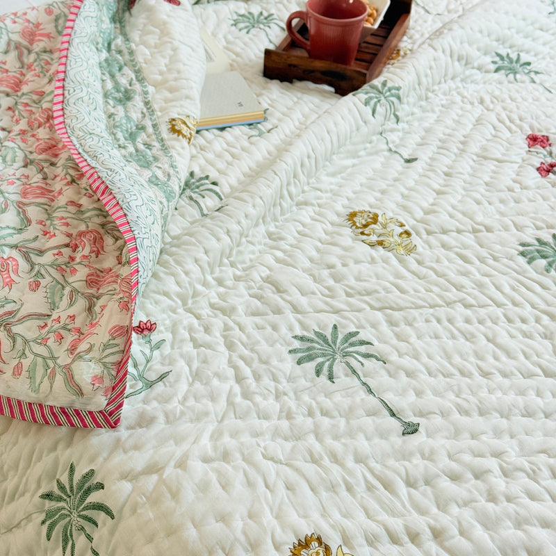 Bagh- e- Bahaar Double Hand-blocked Quilt