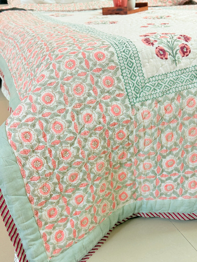 Floral Aura - Single Hand Blocked Quilt