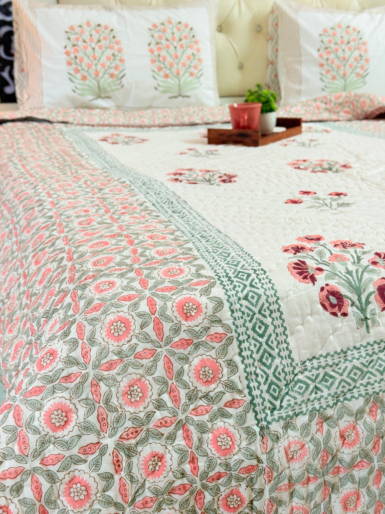 Floral Aura - Single Hand Blocked Quilt