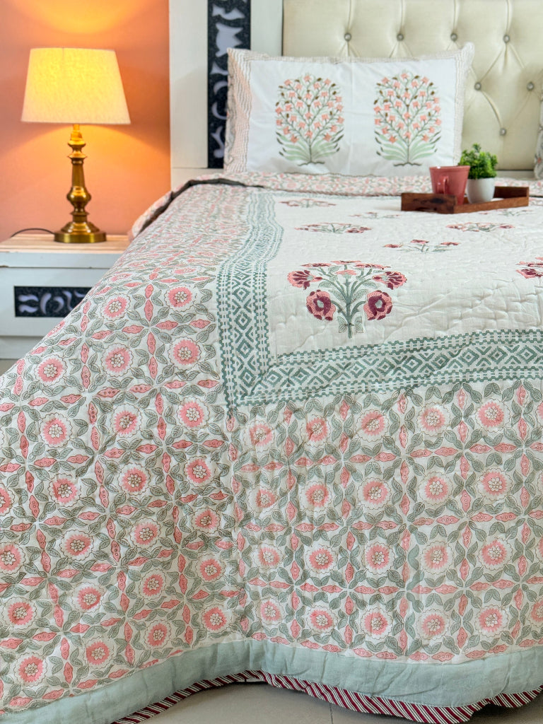 Floral Aura Hand Blocked Quilt