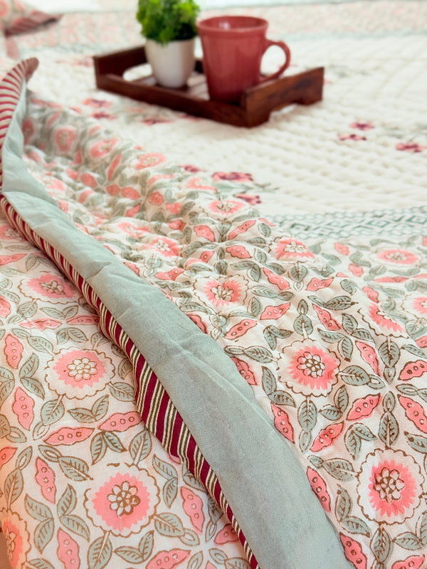 Floral Aura - Single Hand Blocked Quilt