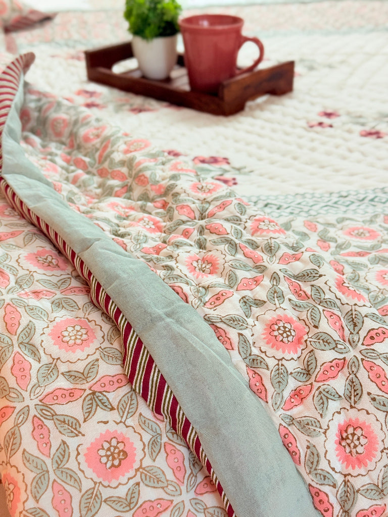 Floral Aura Hand Blocked Quilt