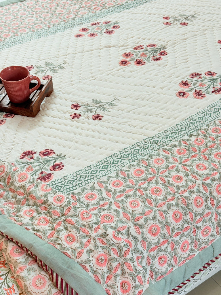 Floral Aura Hand Blocked Quilt