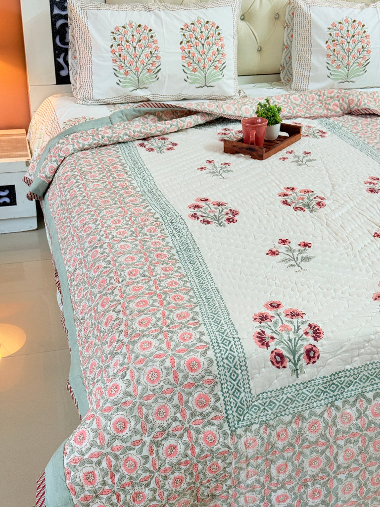 Floral Aura - Single Hand Blocked Quilt
