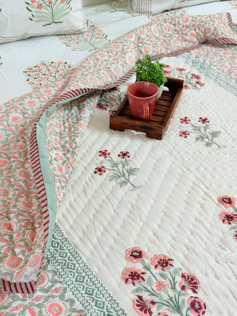 Floral Aura - Single Hand Blocked Quilt