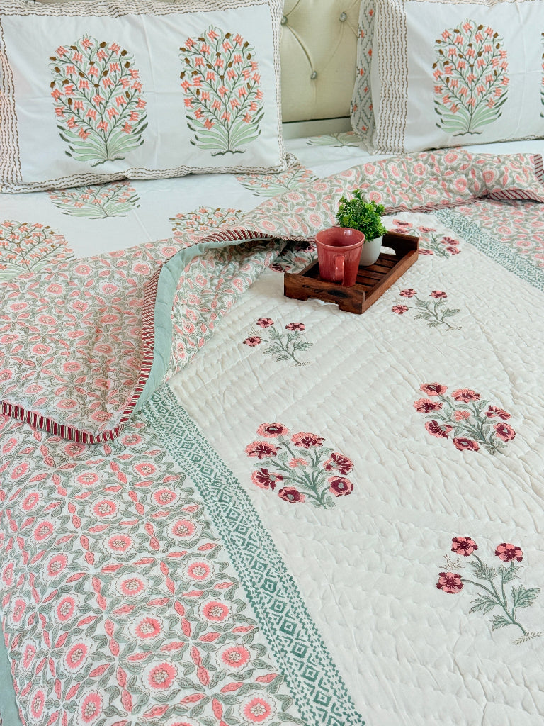 Floral Aura Hand Blocked Quilt
