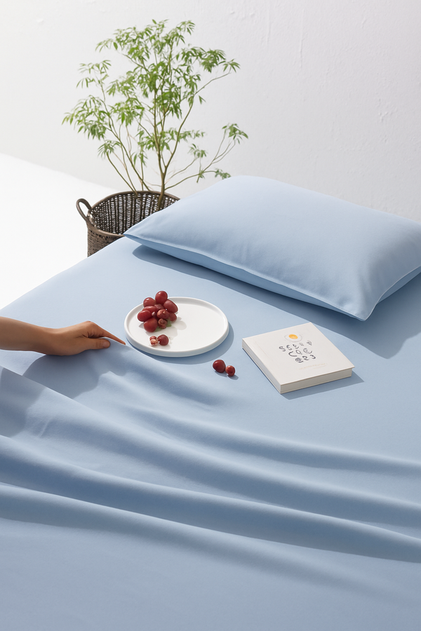 Icey Blue Solid Bedsheet