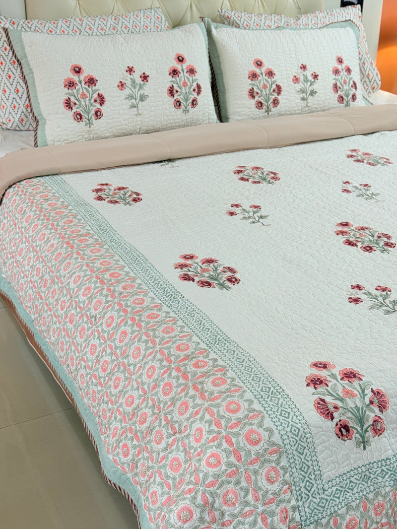 Blooming Garden Hand Blocked Quilted Bedcover