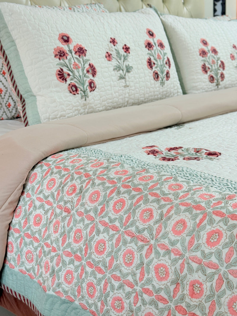 Blooming Garden Hand Blocked Quilted Bedcover