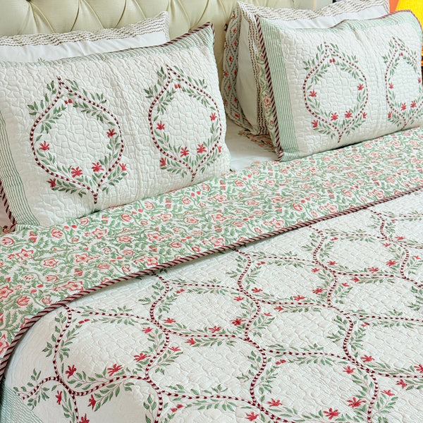 Serene Haven Hand Blocked Quilted Bedcover