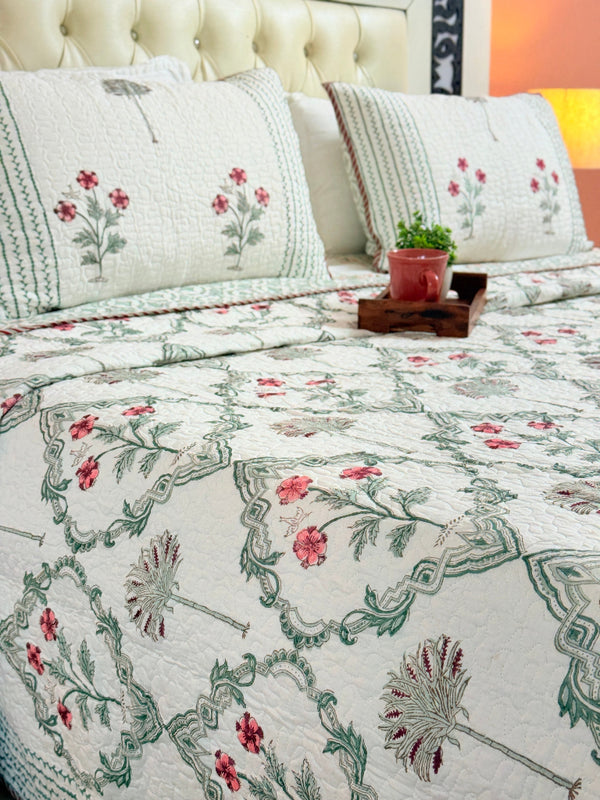 Whisper Weaves Hand Blocked Quilted Bedcover