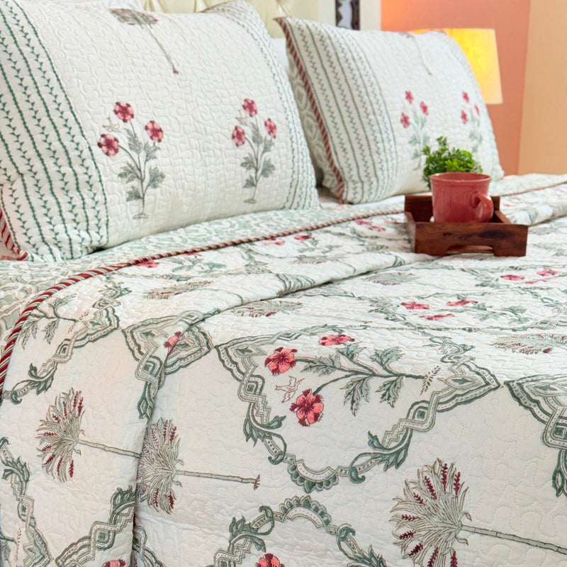 Whisper Weaves Hand Blocked Quilted Bedcover