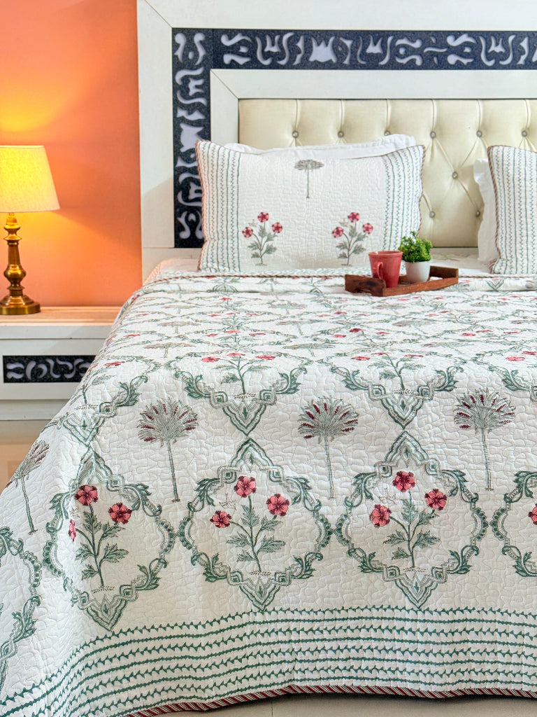 Whisper Weaves Hand Blocked Quilted Bedcover